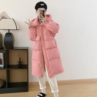 【米蘭精品】現貨+預購 真羽絨90%鴨絨羽絨外套(通勤族連帽收腰顯瘦過膝加厚長款女夾克6色74jx47)