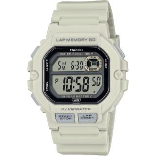 【CASIO 卡西歐】運動訓練10年電力手錶 學生錶-米白 送禮 禮物 推薦(WS-1400H-8AV)