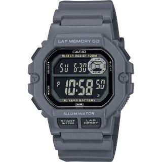 【CASIO 卡西歐】運動訓練10年電力手錶 學生錶-鐵灰 畢業禮物 送禮(WS-1400H-8BV)