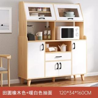 【E家工廠】餐邊櫃 廚房櫃 置物收納桌 置物架 儲物櫃 茶水櫃(256-SJ餐邊櫃（田園橡木色+白）)