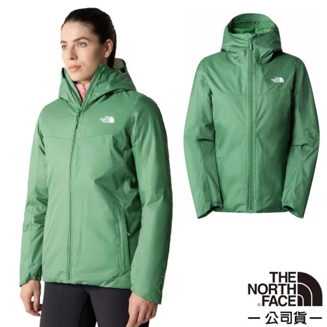 The North Face 女 QUEST INSULATED 防風防水保暖填充連帽外套.風衣.夾克(8DF9-HCH 水鴨綠)