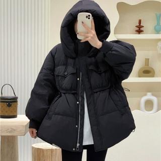 【米蘭精品】現貨+預購 真羽絨90%鴨絨羽絨外套(甜美短款抽繩設計感女夾克5色74jx59)