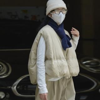 【米蘭精品】現貨+預購 真羽絨90%鴨絨羽絨外套(韓版圓領廓形保暖無袖南瓜背心女夾克4色74jx56)