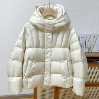 【米蘭精品】現貨+預購 真羽絨90%鴨絨羽絨外套(高品質超輕零壓感連帽加厚泡芙女夾克3色74jx86)
