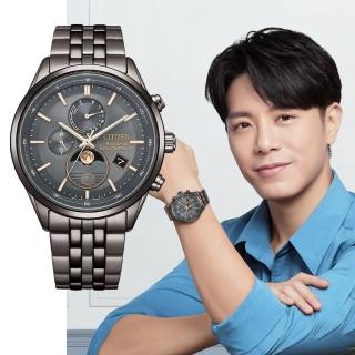 【CITIZEN 星辰】GENTS 韋禮安曜月廣告款 月相盈虧電波對時光動能男錶/42mm(BY1037-51H)
