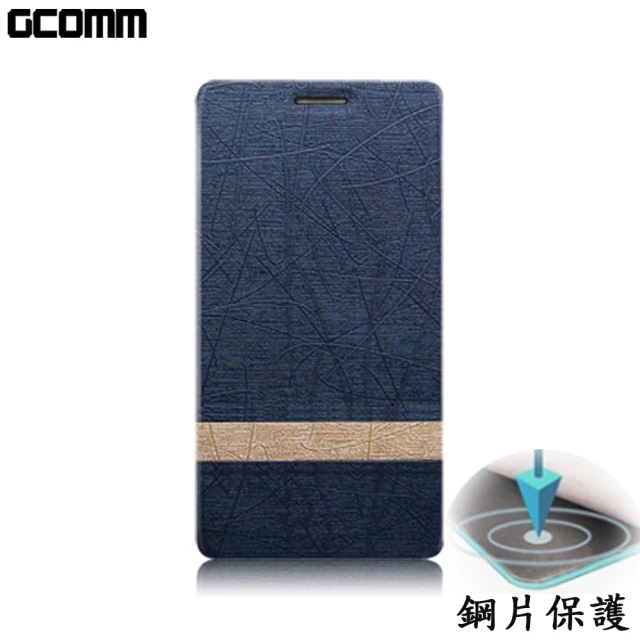 GCOMM 紅米5 Plus 5.99” Steel Shield 柳葉紋鋼片惻翻皮套(優雅藍)