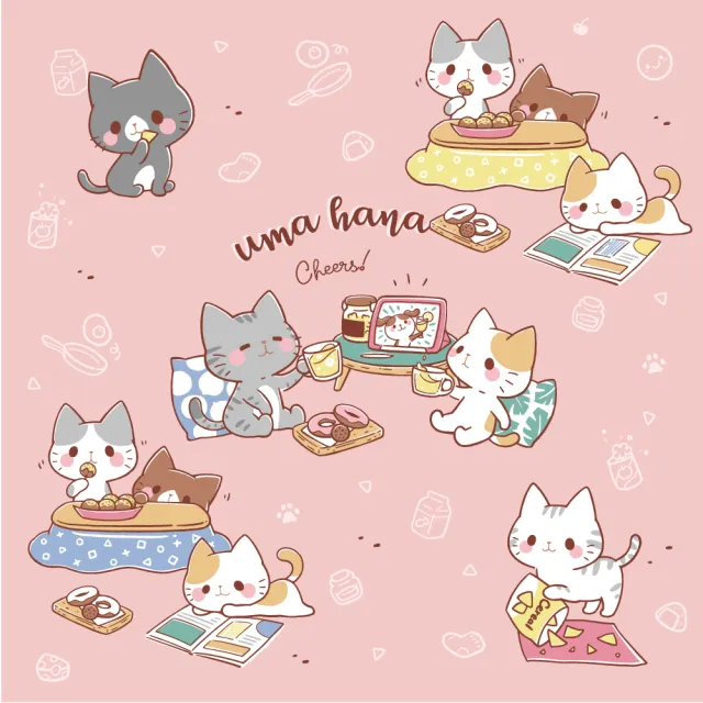 【uma hana】宅小喵萬用防水包朴荷提袋(手提袋/便當袋/萬用袋)