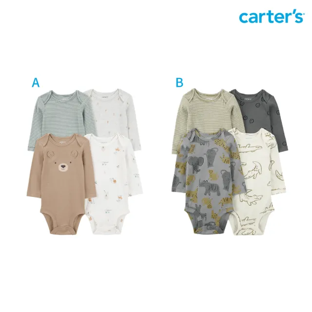 【Carter’s官方授權】4件組長袖包屁衣-精選多款可選(原廠公司貨)