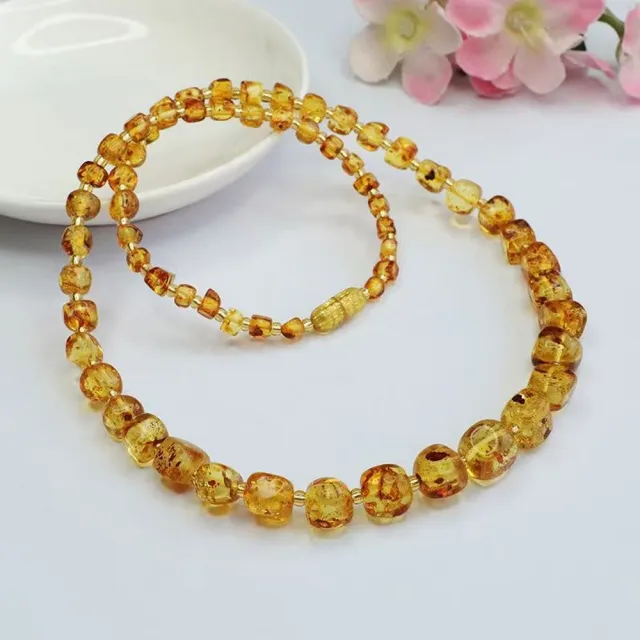 【勝弘珠寶】波羅的海琥珀花珀項鍊-3-9mm
