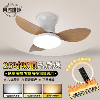 【XINGMU 興沐】25吋變頻靜音知乎控制三色變光風扇吊燈(正反轉設計/六檔風速調節/三色調光)