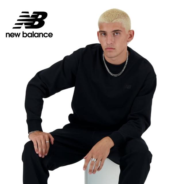 【NEW BALANCE】NB 螺紋拼接棉質長袖上衣_MT41506BK_男性_黑色(美版 版型偏大)