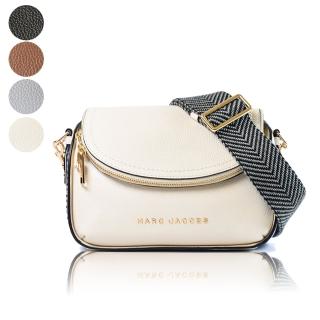【MARC JACOBS 馬克賈伯】寬背帶荔枝紋拉鍊暗層磁吸釦翻蓋斜揹包(新款任選)