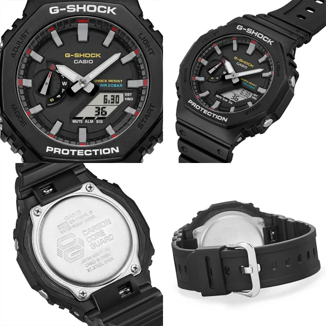【CASIO 卡西歐】G-SHOCK 八角防護雙顯手錶 雙11 送禮(GA-2100RL-1A)