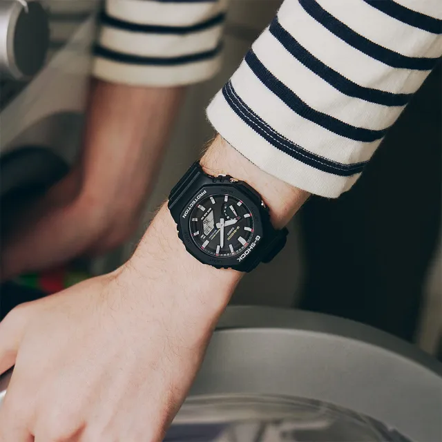 【CASIO 卡西歐】G-SHOCK 八角防護雙顯手錶 雙11 送禮(GA-2100RL-1A)