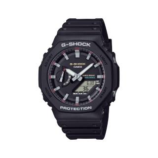 【CASIO 卡西歐】G-SHOCK 原創配色八角錶殼耐衝擊運動雙顯腕錶 黑 GA-2100RL-1A 45.4mm