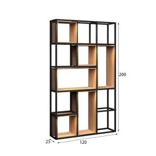【顧家家居】新中式博古架 隔斷置物架-120×25×200公分(博古架/鏤空收納架/陳列架/鐵藝置物架/☆售15天)