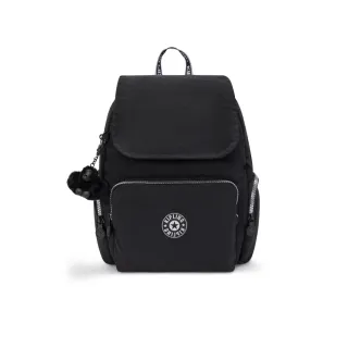 【KIPLING官方旗艦館】『猴子包』碳黑掀蓋拉鍊後背包-CITY ZIP S