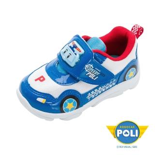 【POLI 波力】童鞋 波力 電燈運動鞋 透氣 排汗 減壓 輕量 臺灣製 藍(POKX46106)