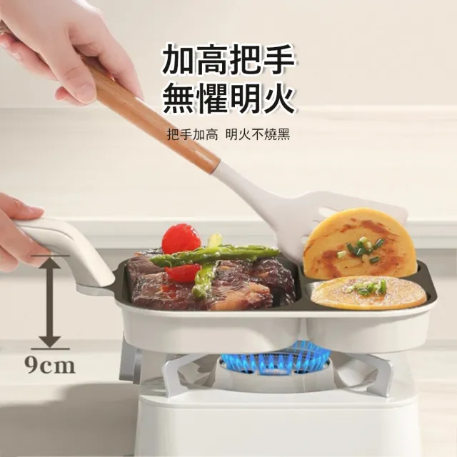 鈦陶瓷三合一早餐煎鍋 不粘鍋 平底鍋 牛排煎鍋(煎蛋鍋/漢堡鍋/煎餅鍋)