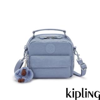 【KIPLING官方旗艦館】灰藍色拉鍊兩用側背後揹包-PUCK
