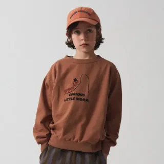 【weekend house kids】Worm印花有機棉大學T(咖啡色)