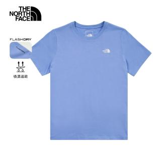 【The North Face 官方旗艦】北面女款藍色吸濕排汗短袖T恤｜8CK80YI(排汗衫)