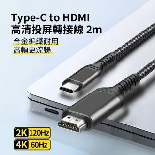 【ANTIAN】Type-C to HDMI 4K高畫質投屏螢幕轉接線 Mac筆電擴充套件鏡像投影線 2m