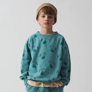 【weekend house kids】Elephant滿版有機棉大學T(湖水綠)