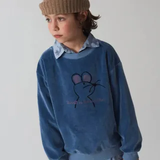 【weekend house kids】Mouse有機棉長袖絨毛上衣(藍色)