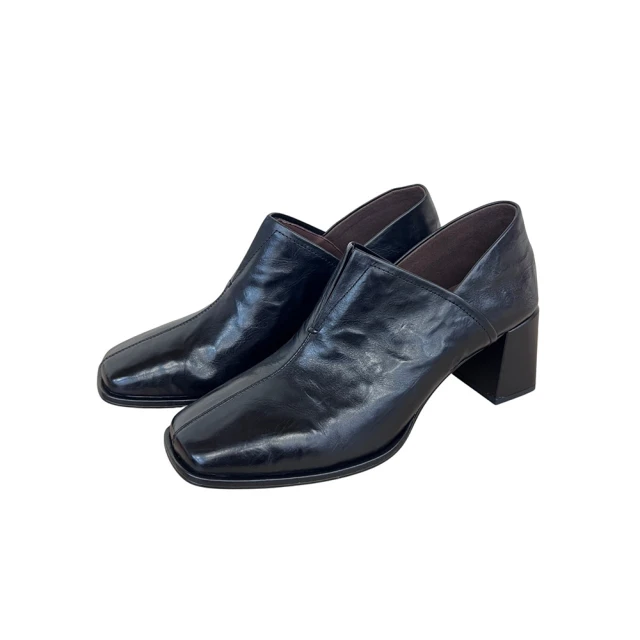 ClayDerman 質感真皮中跟踝靴-黑色(4367013