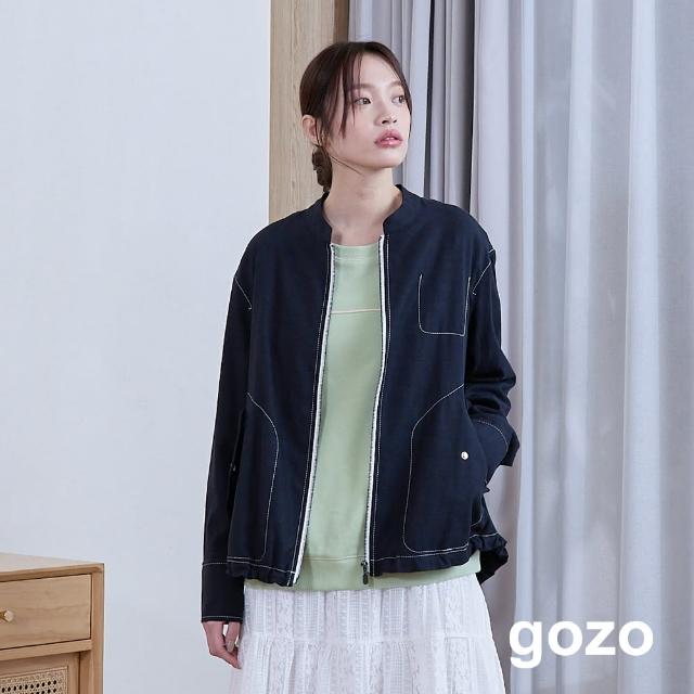 【gozo】涼感天絲配色小立領外套(兩色)