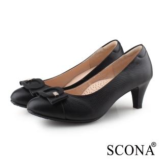 【SCONA 蘇格南】全真皮 氣質典雅舒適高跟鞋(黑色 31251-1)