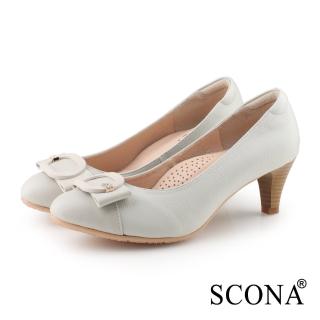 【SCONA 蘇格南】全真皮 氣質典雅舒適高跟鞋(米白色 31251-2)