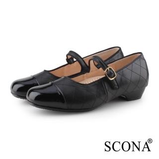 【SCONA 蘇格南】全真皮 氣質典雅瑪莉珍鞋(黑色 31252-1)
