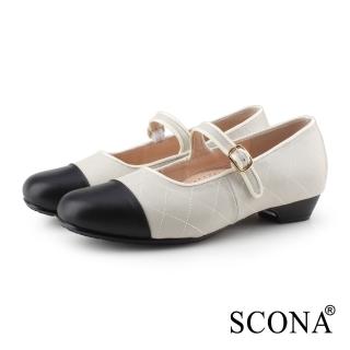 【SCONA 蘇格南】全真皮 氣質典雅瑪莉珍鞋(米白色 31252-2)