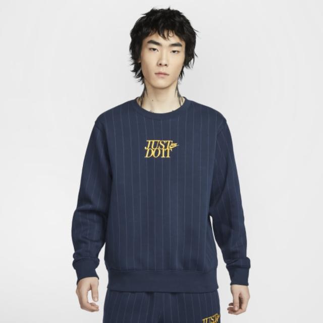 【NIKE 耐吉】長袖上衣 男 大學T 磨毛 AS M NK CLUB BB CREW JDI AOP 藍 HJ2158-451(3S4277)