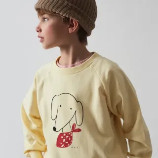 【weekend house kids】Dog有機棉大學T(黃色)