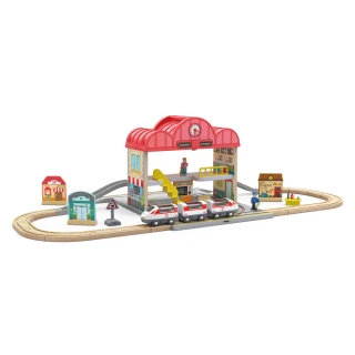 【德國Hape】火車軌道大車站便攜組合(軌道遊戲/家家酒玩具/質玩具/木頭玩具)