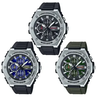【CASIO 卡西歐】金屬運動風三眼計時手錶-3款可選(MWA-300H-1A/MWA-300H-2A/MWA-300H-3A)