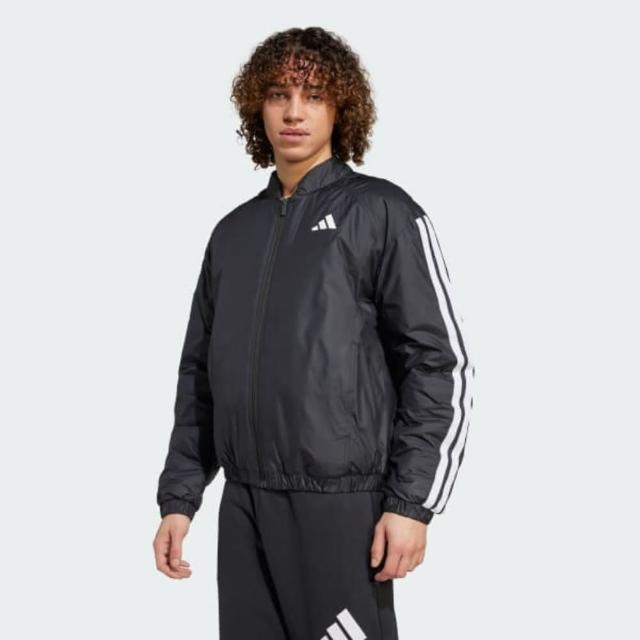 【adidas 愛迪達】外套 男 運動連帽外套 防潑水 ESS 3S INS B J 黑白 JD1294(S2899)