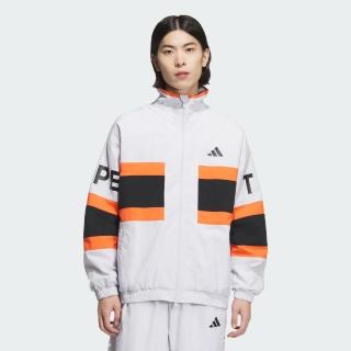 【adidas 愛迪達】外套 男 運動立領外套 亞規 WORD WOV JKT 白黑橘 JM2066(S2917)