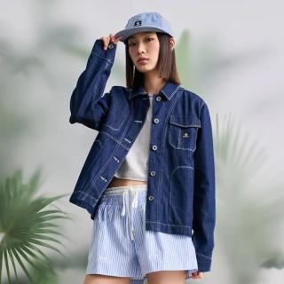 【CONVERSE】DENIM CHORE COAT 長袖襯衫 女 牛仔深藍(10027976-A02)