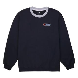 【CONVERSE】BOX STAR RINGER CREW 長袖上衣 大學T 男 黑色(10028407-A01)
