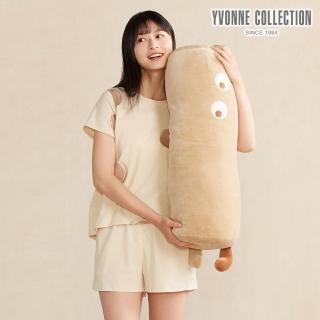 【YVONNE 以旺傢飾】睛睛圓筒長抱枕-蜜茶棕