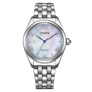 【CITIZEN 星辰】L系列 白蝶貝光動能時尚腕錶/銀33mm(EM1140-80D)