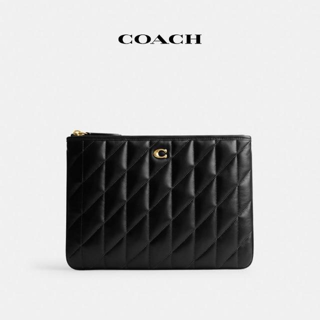 【COACH】蔻馳官方直營 PILLOW絎縫28號手拿包-B4/黑色(CM432)