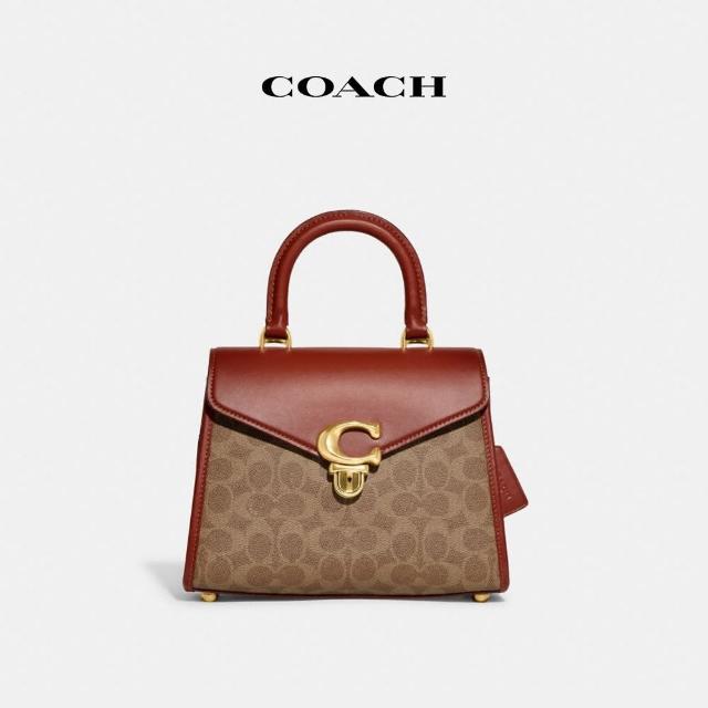 【COACH】蔻馳官方直營 SAMMY經典Logo頂部手柄手袋-B4/棕黃色 鏽紅色(CH724)