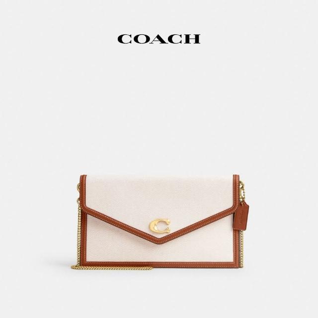 【COACH】蔻馳官方直營 基本款手拿包-B4/鹽石色帆布/亮琥珀色(CR801)