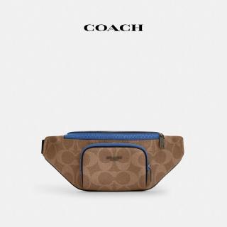 【COACH】蔻馳官方直營 RACER撞色經典Logo腰包-QB/棕黃色/太平洋藍色 亮礦藍色(CY776)