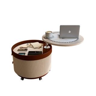 【Josie】移動圓形升降旋轉巖板茶几60cm(茶几 茶几桌 邊基 桌子 客廳桌 升降茶几)